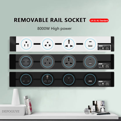 Universal Power Track Socket - Multi-Standard EU/UK/FR/Korea | Premium Wall Mount