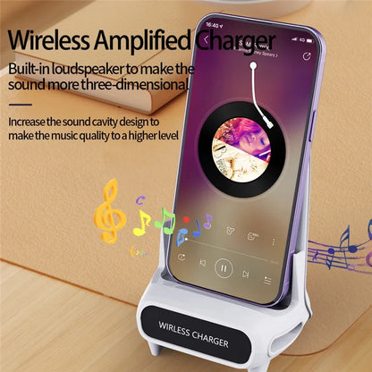 iCharge Wireless Charger Stand - 15W Fast Charging Dock for iPhone, Samsung, Xiaomi, LG