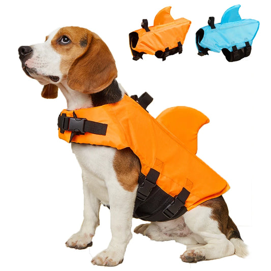 Shark Dog Life Jacket - Enhanced Buoyancy Safety Vest with Handle