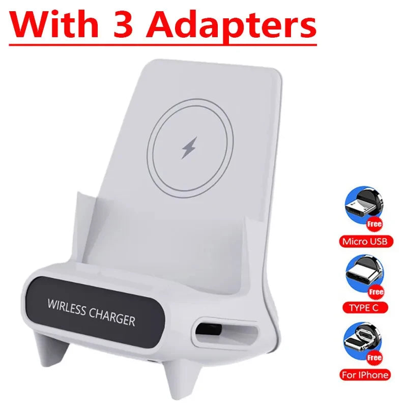 iCharge Wireless Charger Stand - 15W Fast Charging Dock for iPhone, Samsung, Xiaomi, LG