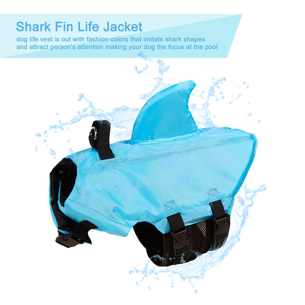 Shark Dog Life Jacket - Enhanced Buoyancy Safety Vest with Handle