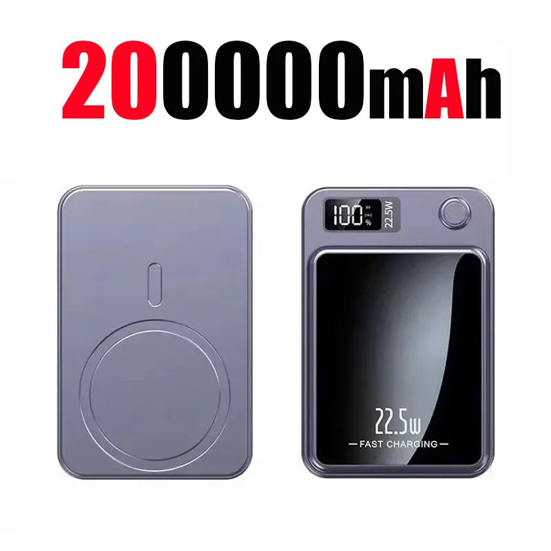 200000mAh Magnetic Wireless Power Bank - MagSafe Fast Charging Portable Battery