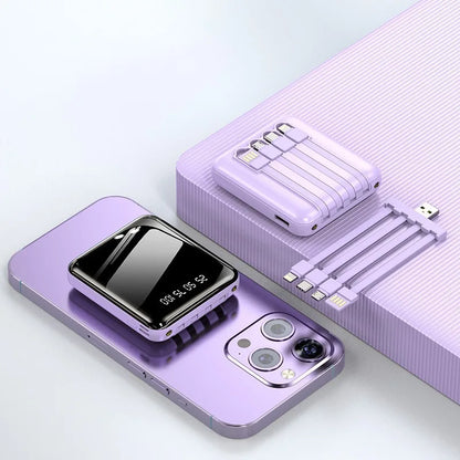 30000mAh Portable Power Bank - Fast Charging 4-in-1 Cable Charger