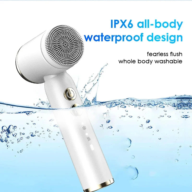 6-in-1 Waterproof Silicone Electric Facial Cleansing Brush - Sonic Pore Cleanser & Exfoliator