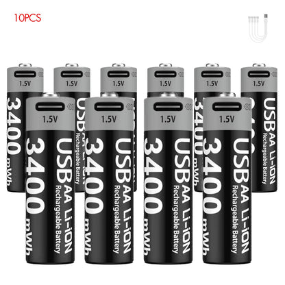 Kuugro USB Rechargeable AA & AAA Lithium Batteries - 1.5V Constant Output