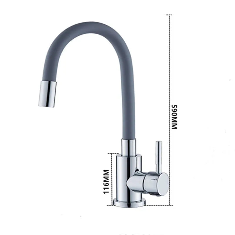 360° Swivel Kitchen Faucet - Hot & Cold Water Mixer with Pull-Out Hose