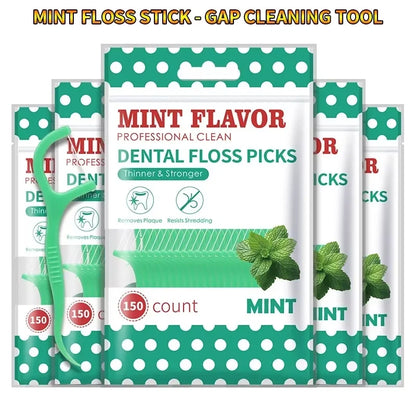 300pcs Mint Flavored Dental Floss Picks - Ultra-Fine Portable Toothpick Thread