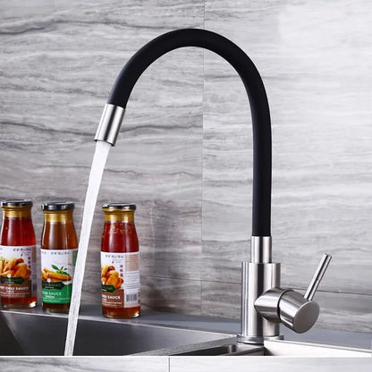 360° Swivel Kitchen Faucet - Hot & Cold Water Mixer with Pull-Out Hose