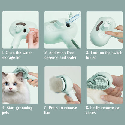 Dog Steam Massage Grooming Brush - Safe Spray Comb for Cats & Dogs