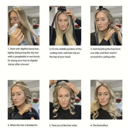 No-Heat Curly Hair Stick Set - 6Pcs Satin Sleep Cap & Hair Styling Kit