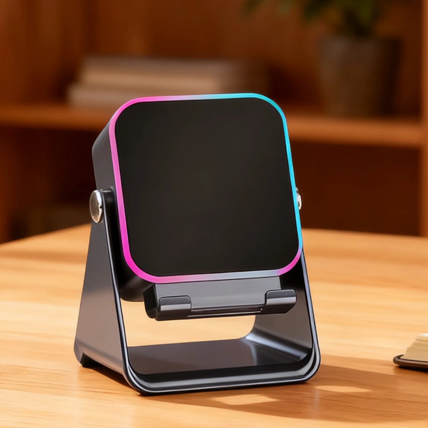 3-in-1 Folding Phone Holder with Wireless Charging, Speaker & LED Light