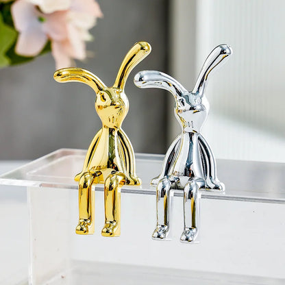 Long-Eared Rabbit Statue - Cartoon Desktop Decor (1/2/4Pcs)
