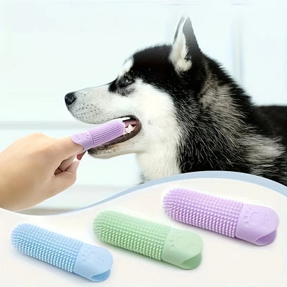 Soft Silicone Dog Toothbrush - 360° Finger Brush for Dogs & Cats