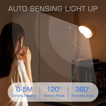 Motion Sensor Night Light - Rechargeable LED Lamp with 360° Rotating Magnetic Base