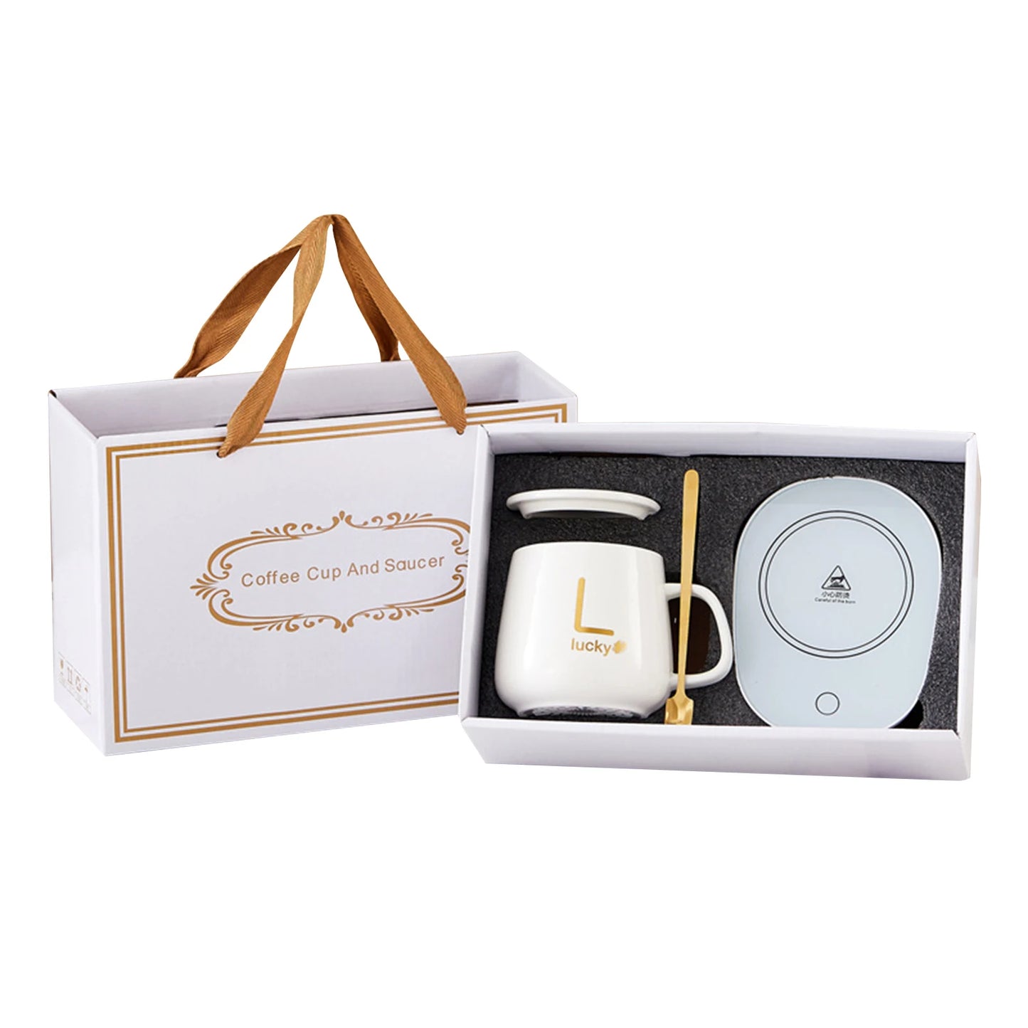 Creative Coffee Mug with Smart Heating Pad - 400ml Ceramic Gift Set