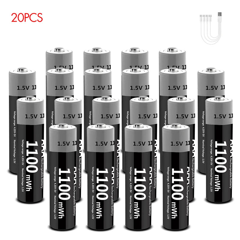Kuugro USB Rechargeable AA & AAA Lithium Batteries - 1.5V Constant Output