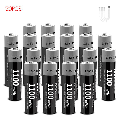 Kuugro USB Rechargeable AA & AAA Lithium Batteries - 1.5V Constant Output