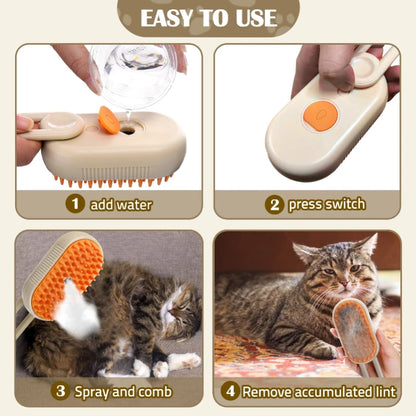 3-in-1 Steam Brush for Cats - Pet Hair Remover & Massage Grooming Tool