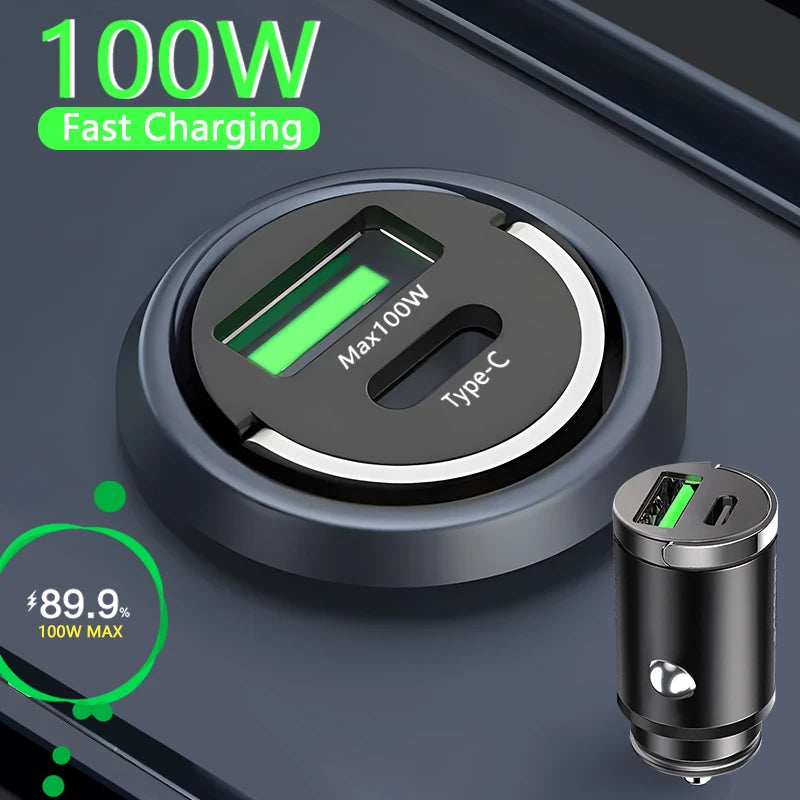 Fast Charging Car Charger Lighter - 30/100W - Mini PD USB Type C - AutoPower