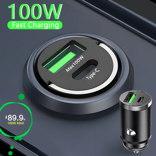 Fast Charging Car Charger Lighter - 30/100W - Mini PD USB Type C - AutoPower