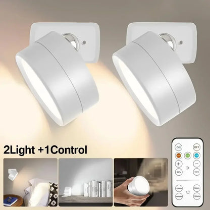 LED Magnetic Wall Sconce Lights - Rechargeable Dimmable with Remote & 360° Rotation