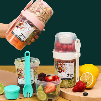 Breakfast On-the-Go Cups - Yogurt Parfait & Salad Container with Dressing Holder