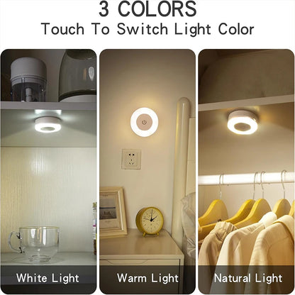 Portable LED Touch Lamp - 3 Color Dimmable Rechargeable Night Light