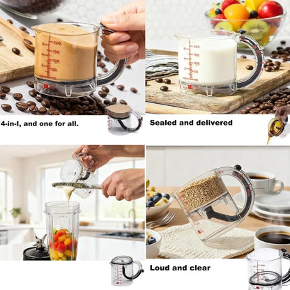 4-in-1 Adjustable Measuring Cup - Multifunctional Kitchen Tool with Scraper Base