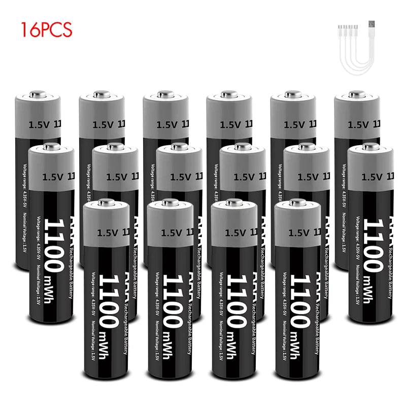 Kuugro USB Rechargeable AA & AAA Lithium Batteries - 1.5V Constant Output