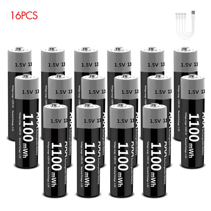 Kuugro USB Rechargeable AA & AAA Lithium Batteries - 1.5V Constant Output