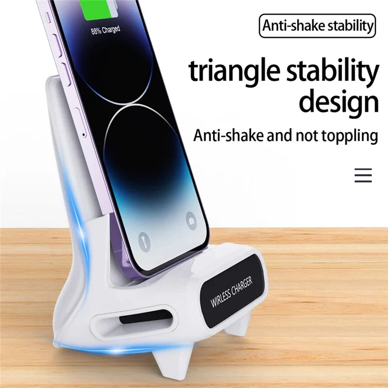 iCharge Wireless Charger Stand - 15W Fast Charging Dock for iPhone, Samsung, Xiaomi, LG