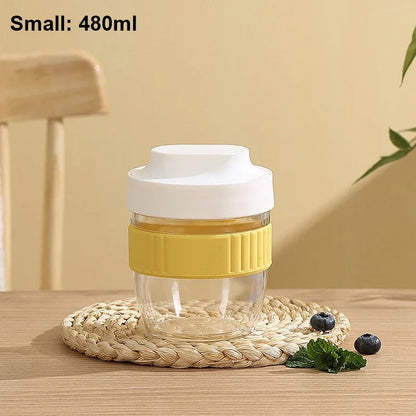 Portable Breakfast Cup with Spoon - 570ml Oatmeal Yogurt Cereal Container
