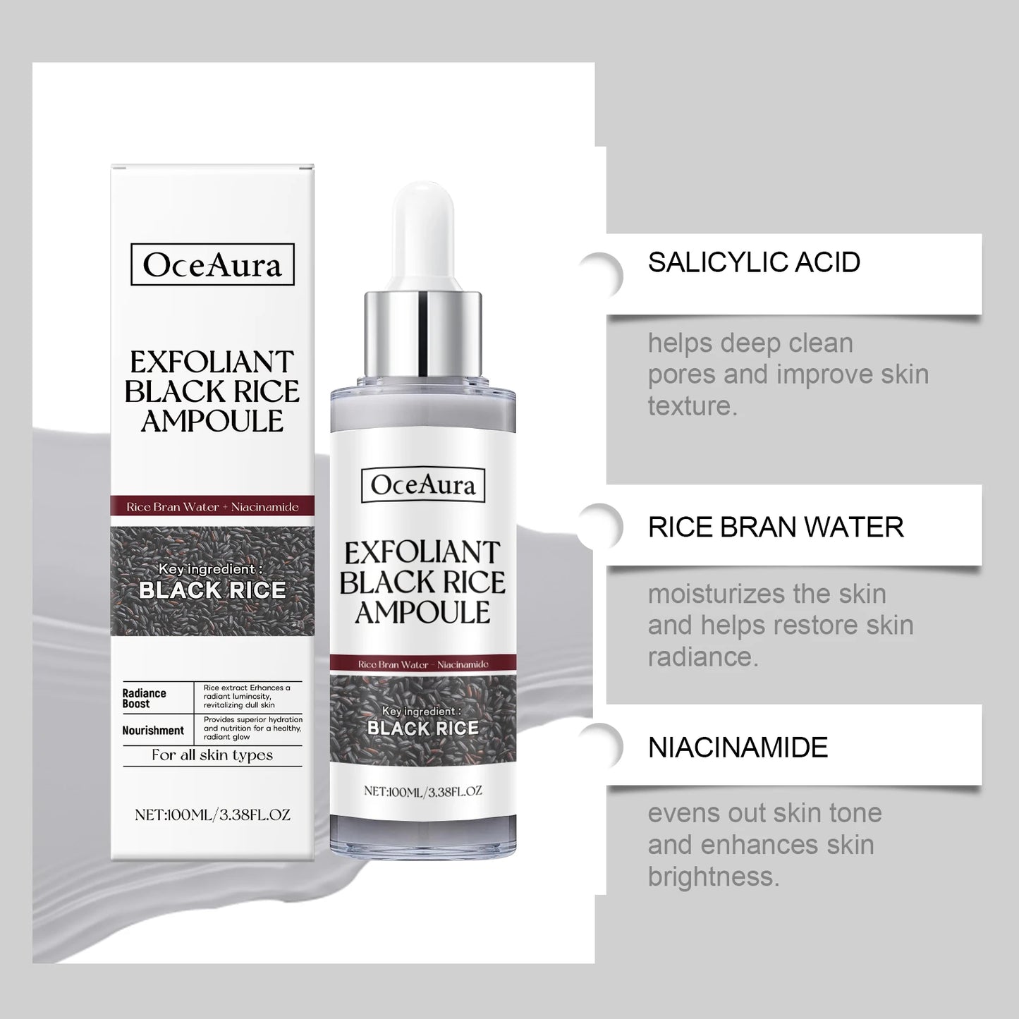 Rice Exfoliating Essence - Brightening Serum with Hyaluronic Acid