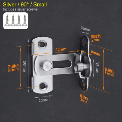 Premium Stainless Steel Barn Door Lock - 90°/180° Adjustable Security Latch