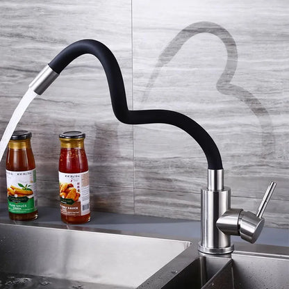 360° Swivel Kitchen Faucet - Hot & Cold Water Mixer with Pull-Out Hose