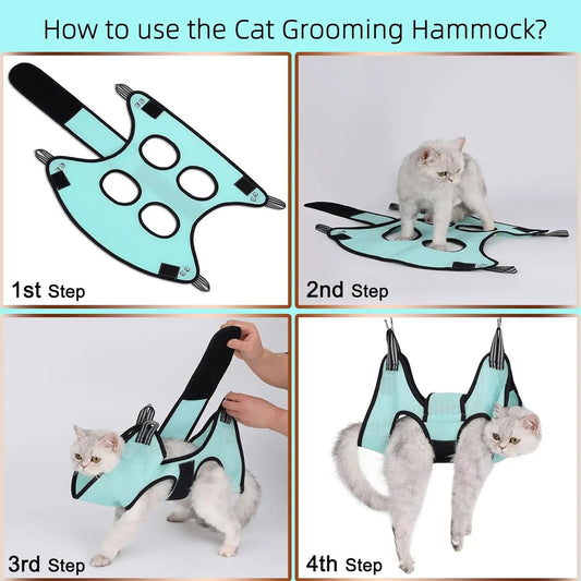 Pet Grooming Hammock - Cat & Dog Restraint Bag for Stress-Free Nail Trimming & Grooming