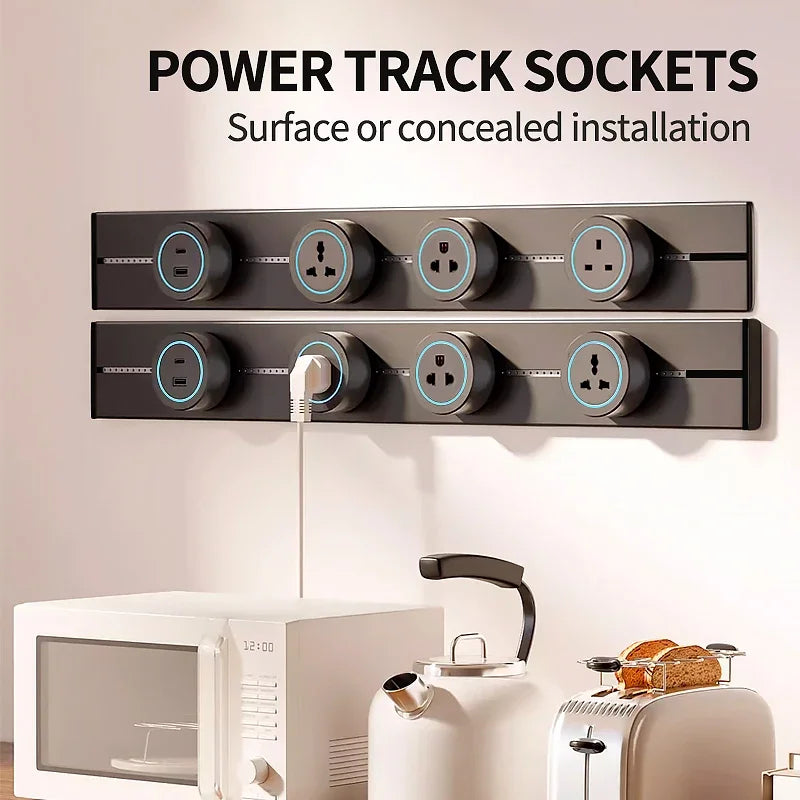 Wall Power Track Socket - Universal EU/UK Standard