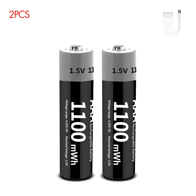 Kuugro USB Rechargeable AA & AAA Lithium Batteries - 1.5V Constant Output
