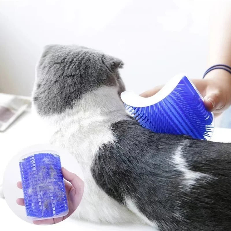 Cat Self-Grooming Corner Massage Brush - Wall-Mounted Hair Removal Tool