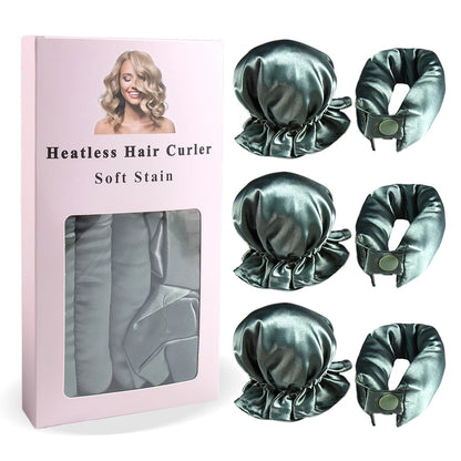 Satin Heatless Curling Rod Set - 3pc Overnight Hair Curler with Caps