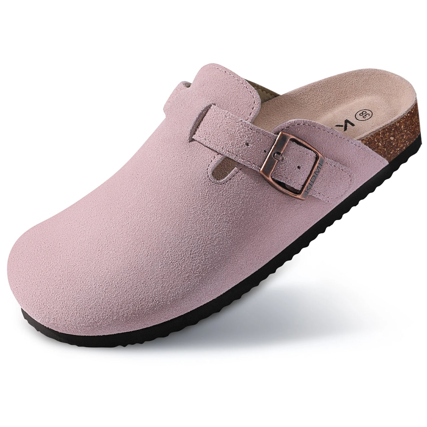 Comwarm Suede Mules Slippers - Cork Insole Sandals with Arch Support