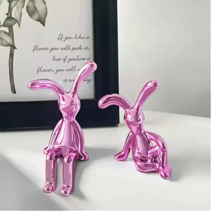 Long-Eared Rabbit Statue - Cartoon Desktop Decor (1/2/4Pcs)