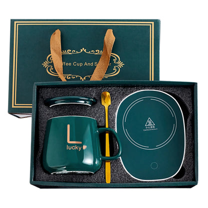 Creative Coffee Mug with Smart Heating Pad - 400ml Ceramic Gift Set