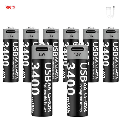 Kuugro USB Rechargeable AA & AAA Lithium Batteries - 1.5V Constant Output