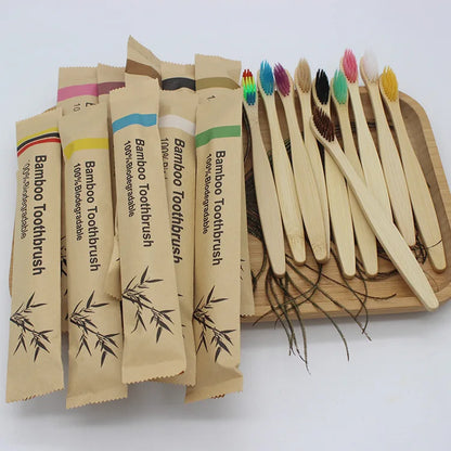 Eco Bamboo Toothbrush 100 Pack - Biodegradable Wooden Toothbrushes for Adults