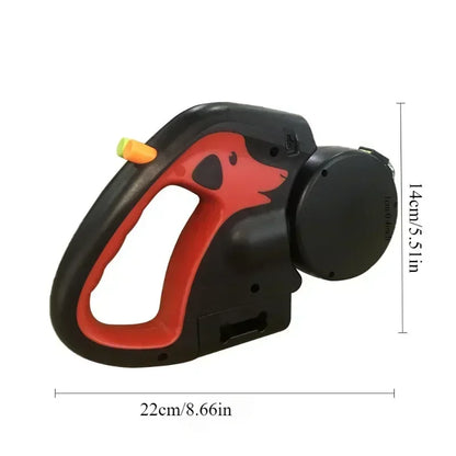 3M Rotating Dual Dog Leash with Flashlight & Poop Bag Holder