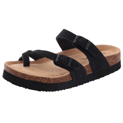 Comwarm Suede Mules Slippers - Cork Insole Sandals with Arch Support