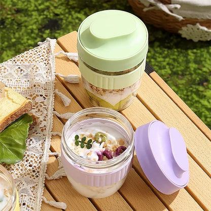 Portable Breakfast Cup with Spoon - 570ml Oatmeal Yogurt Cereal Container