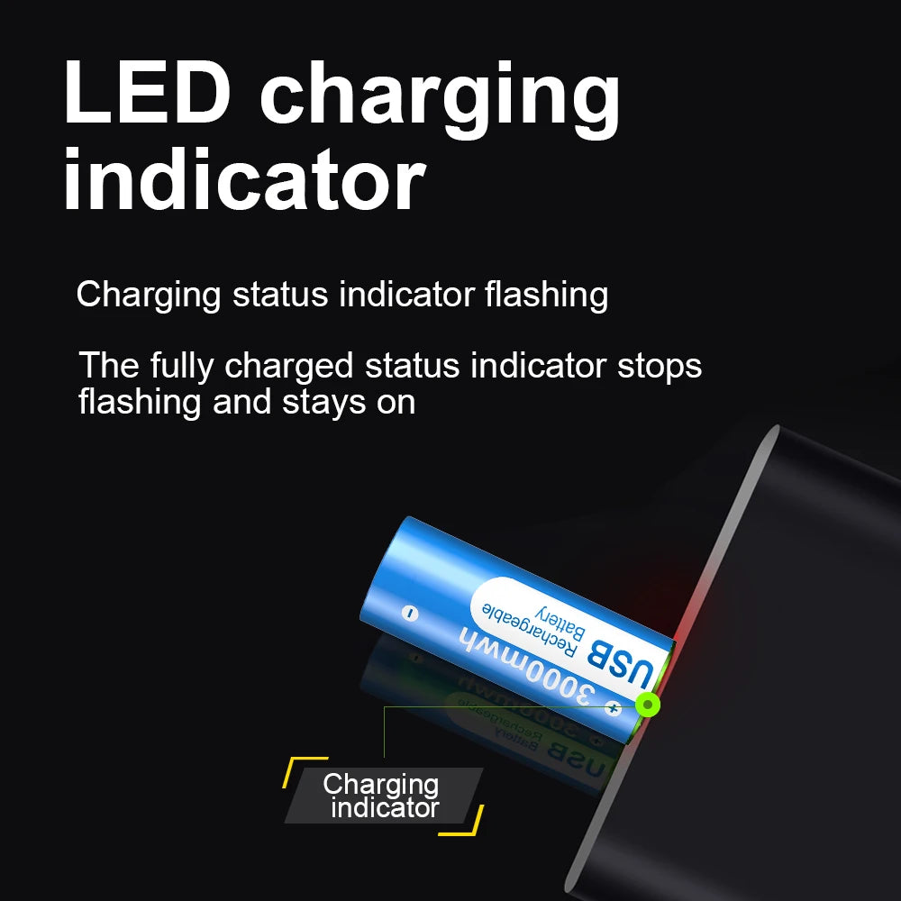 PALO 1.5V AA Rechargeable Batteries - 3000mWh USB Li-ion
