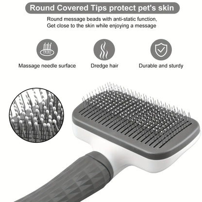 Self-Cleaning Pet Grooming Brush - Professional Slicker Comb for Dogs & Cats